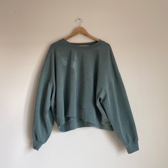 Lululemon Perfectly Oversized Cropped Crew *Softstreme™ Tidewater Teal - Picture 4 of 13